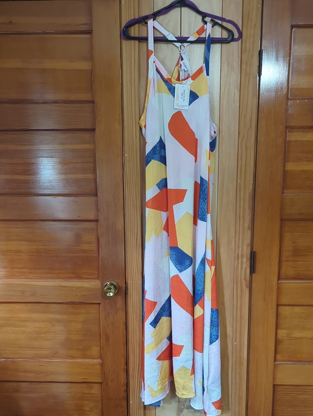 LuLaRoe Geometric Maxi Dress — Orange, Blue & Yellow